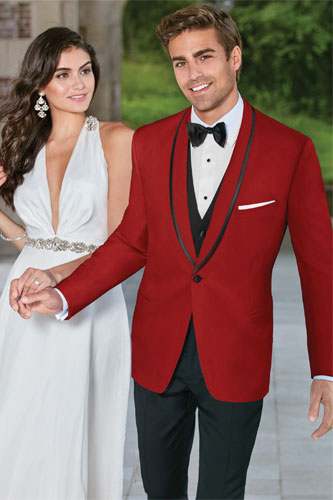 Red Shawl Tux By Ike Behar Style 101R