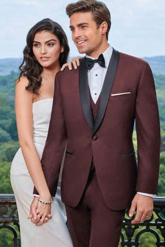Burgundy Tux by Ike Behar Style 565