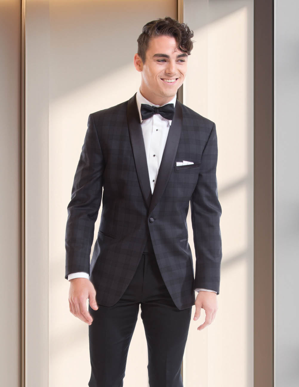 Plaid Shawl Tux by Ike Behar Style 101P