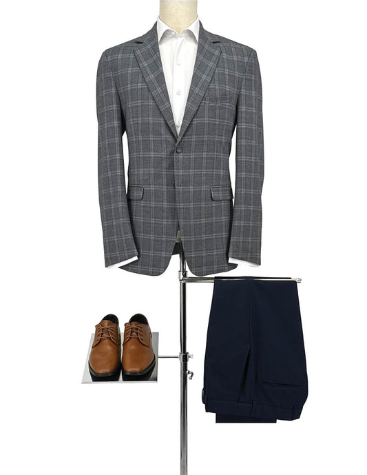 Grey Plaid Blazer Style 2850