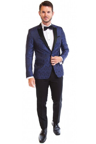 Blue Paisley Peak Tux by Couture 1910 Style 275B